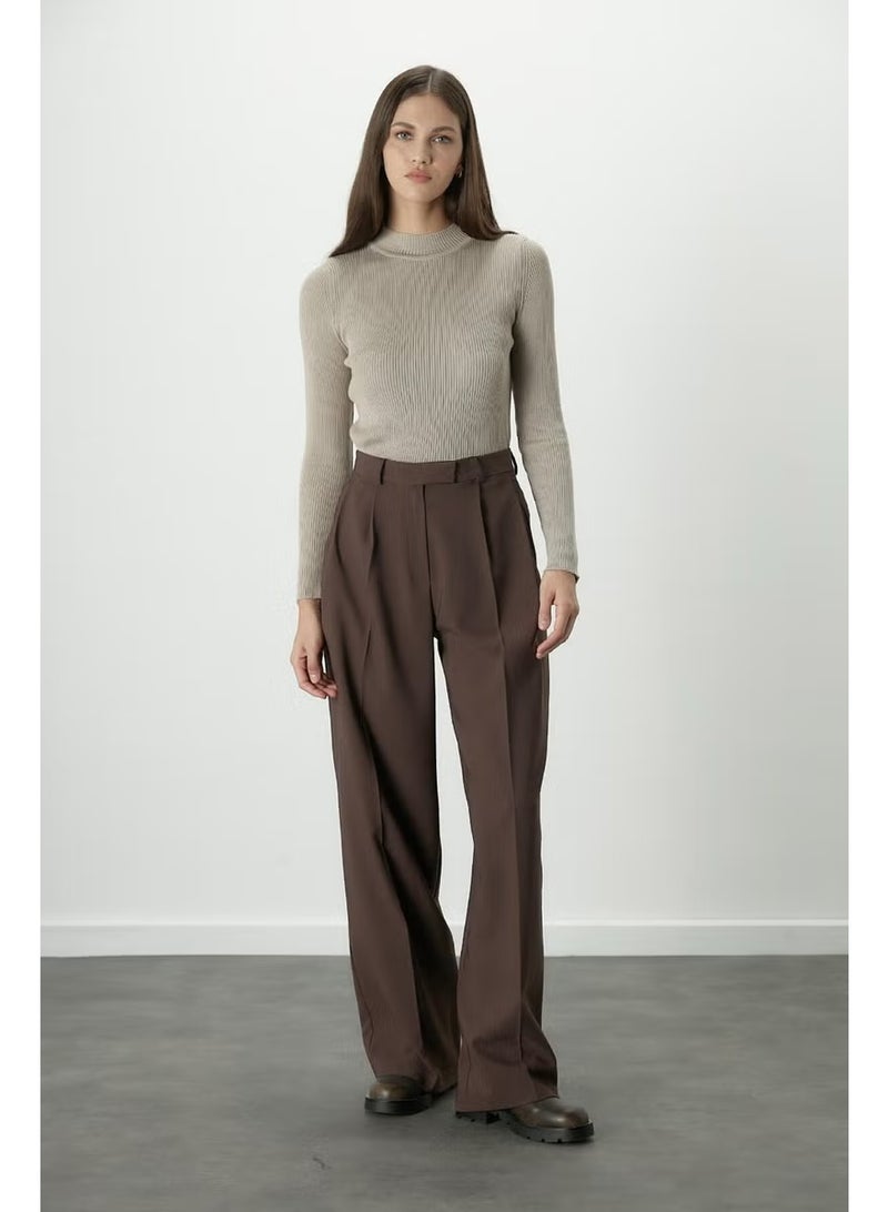 Manuka Dona Pleated Palazzo Trousers Bitter Brown - Image 1